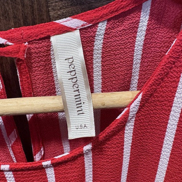 Peppermint USA Red White Striped Sleeveless Jumpsuit Women's Small - Picture 4 of 6